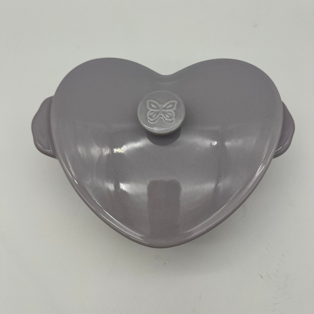 The Pioneer Woman Ramekin Purple Heart Stoneware Butterfly Lid 3518 DMT‎